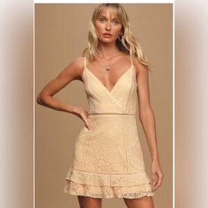 Lulu's Cream Lace Mini Dress